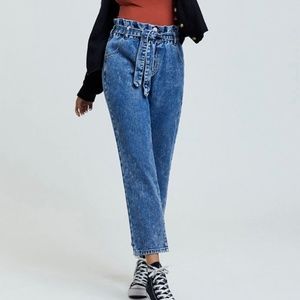 Paperbag Waist Belted Mom Jeans